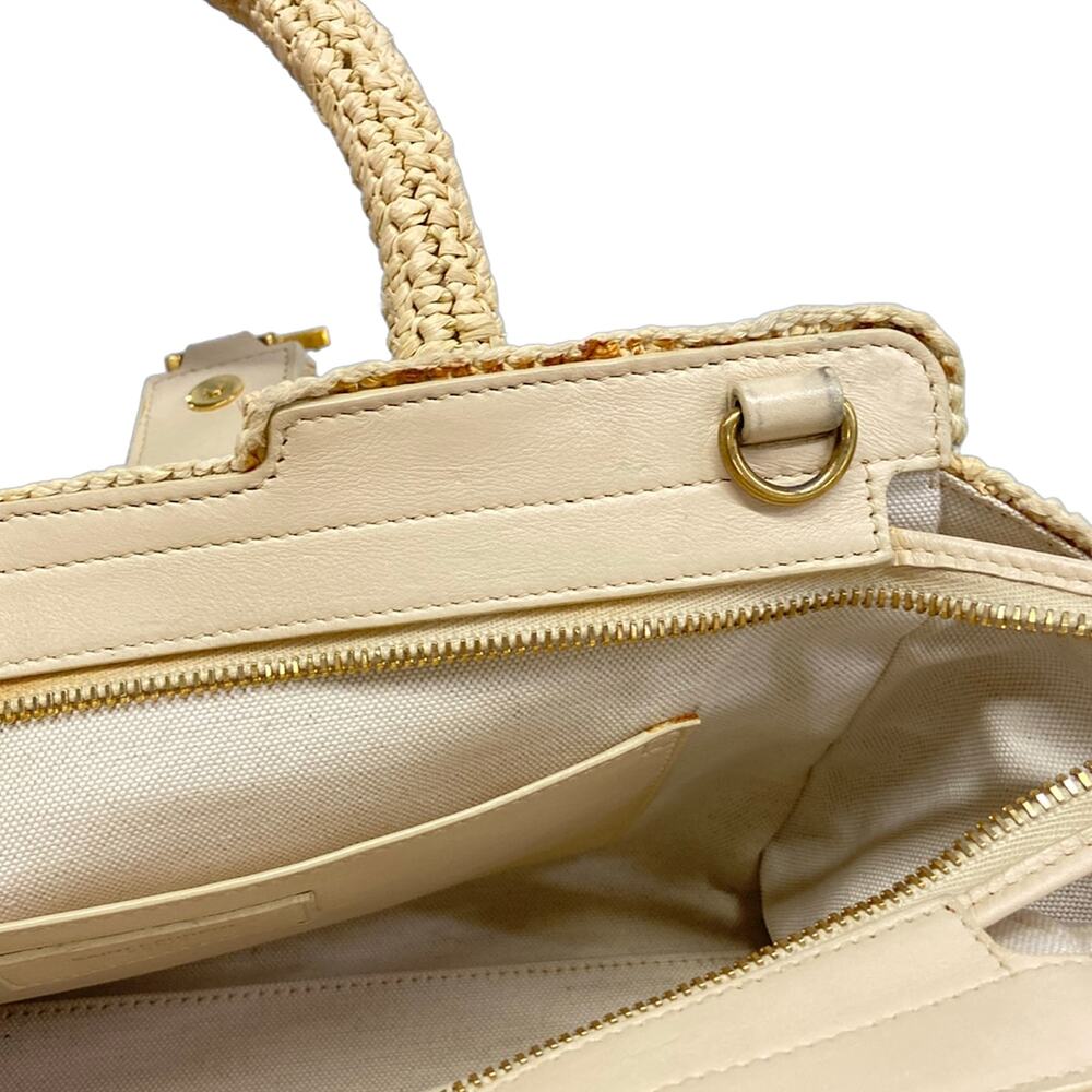 Saint Laurent PARIS Baby Downtown Cavas Handbag 436834 Beige Cream Raffia - Picture 14 of 15